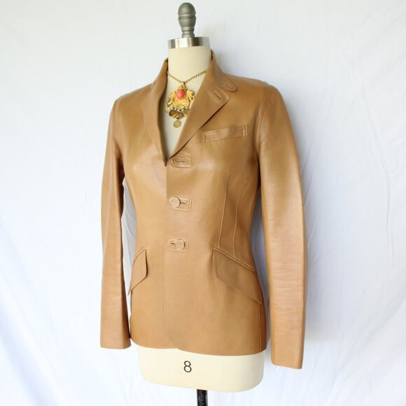RALPH LAUREN black label Collection leather tan Blazer sports coat Dress Jacket - Picture 4 of 10